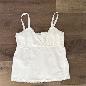 Brandy Melville White Lace Trim Tank Top